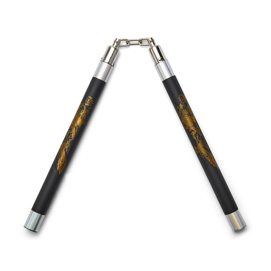 Deluxe Foam Speed Nunchucks With Chain - Black/Silver - 11" - PR