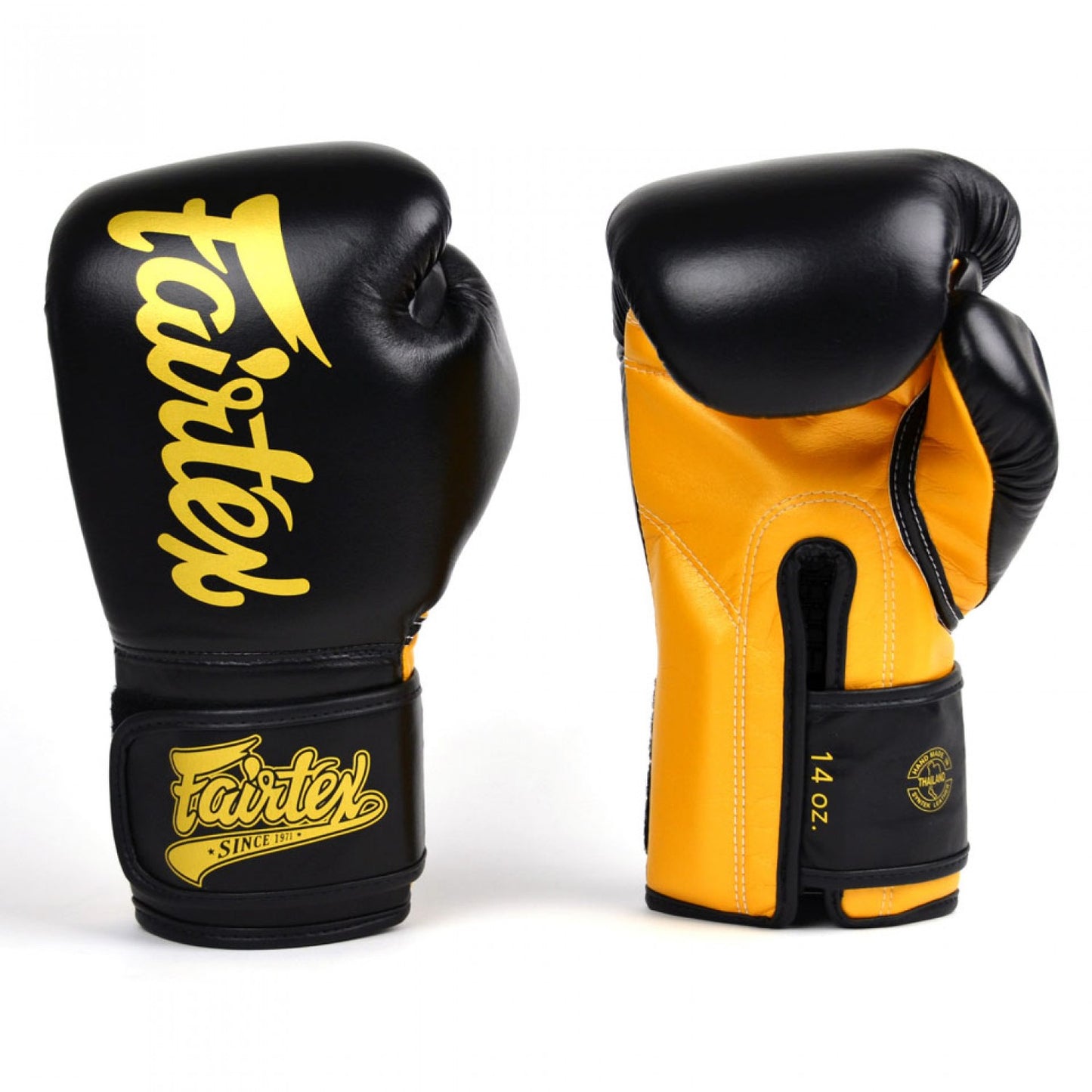 قفازات الملاكمة Fairtex Super Sparring باللونين الأسود والذهبي
