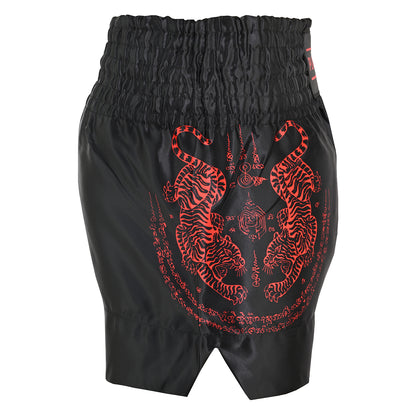 Twin Tiger Satin Muay Thai Competition Fight Shorts - Black/Red