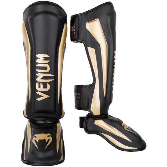 Venum Muay Thai Stand Up Elite Shin Guards - Black/Gold