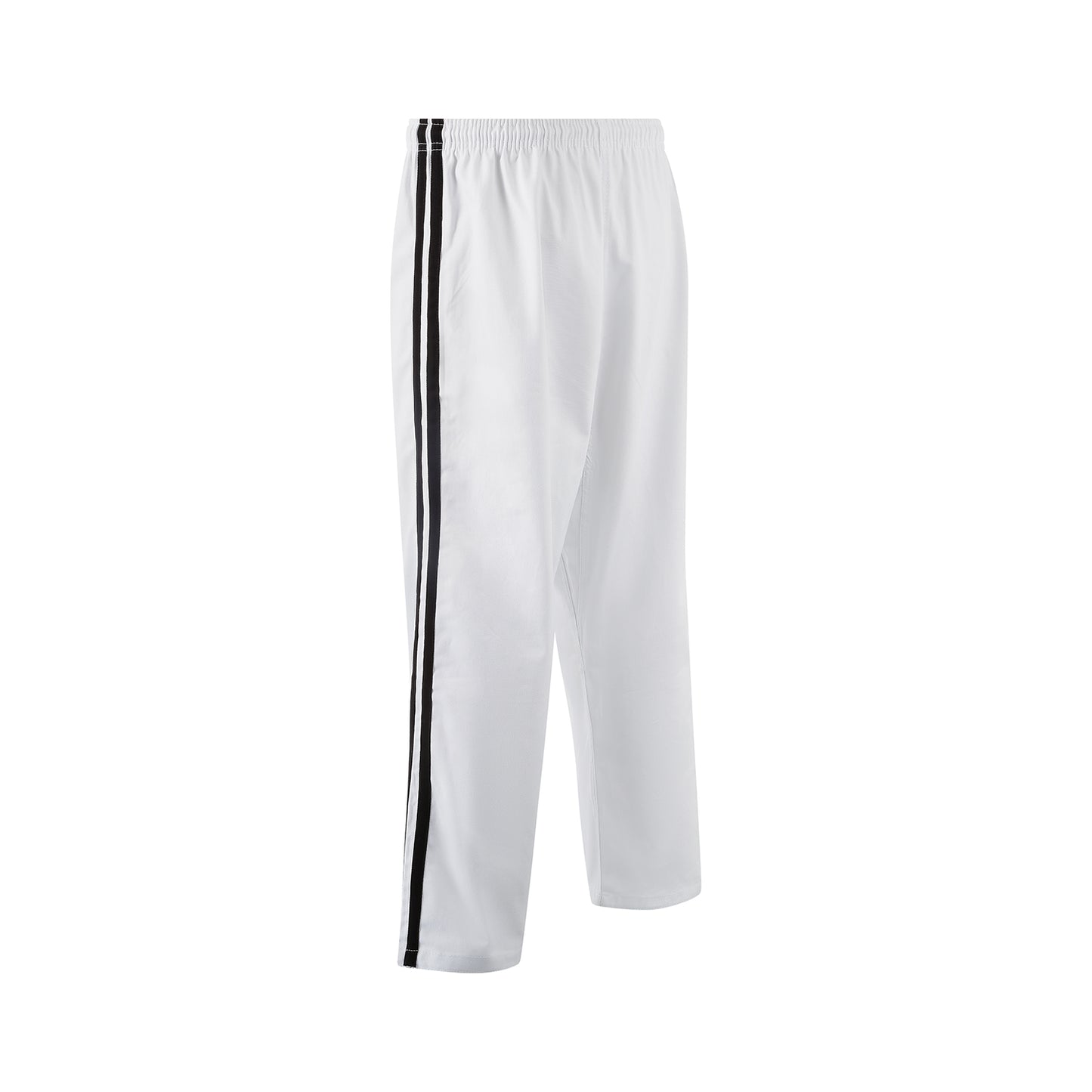 Full Contact Trousers - White W/ 2 Black Stripes Cotton