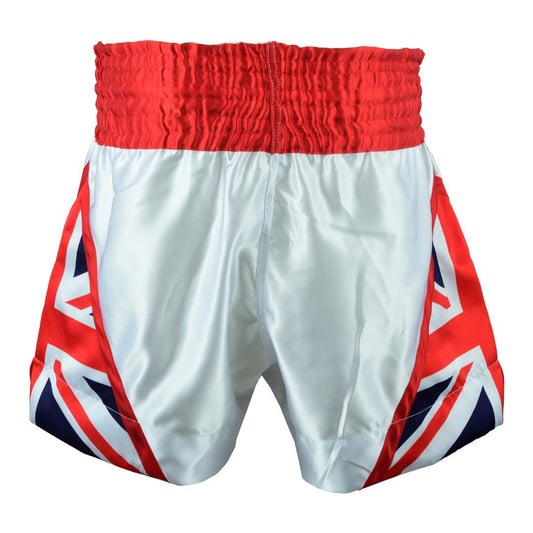 Muay Thai Competition White Fight shorts - Uk Flag