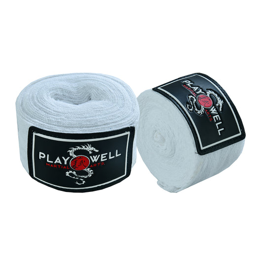 Boxing Elasticated Cotton White Hand Wraps  - 4M