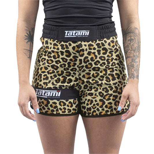 Tatatmi Ladies Recharge Fight Shorts  - Yellow Leopard