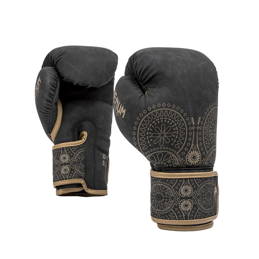 Venum Elite Santa Muerte Dark Side Boxing Gloves - Black/Brown